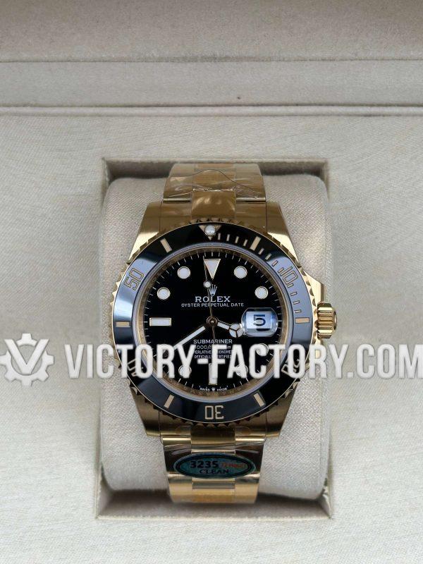 Victory Factory (VF) Rolex Submariner 41mm 126618LN Full Gold Black – Clean Factory Parts & Dandong 3235 Movement Super Clone