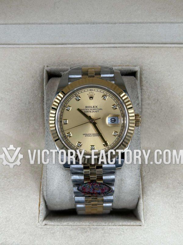 Victory Factory (VF) Rolex Datejust 41mm 126333 Gold Diamond Dial Jubilee – Clean Factory Parts & Dandong 3235 Movement