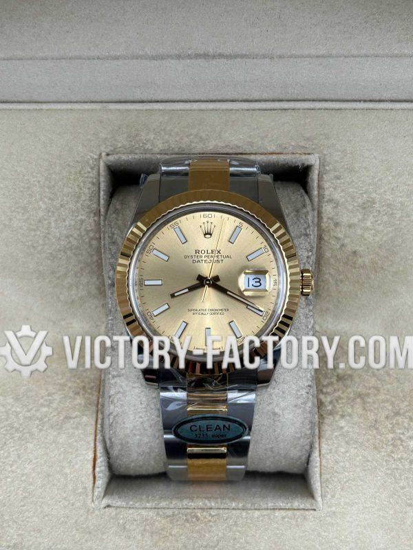 Victory Factory (VF) Rolex Datejust 41mm 126333 Two-Tone Champagne Dial Oyster – Clean Factory Parts & Dandong 3235 Movement