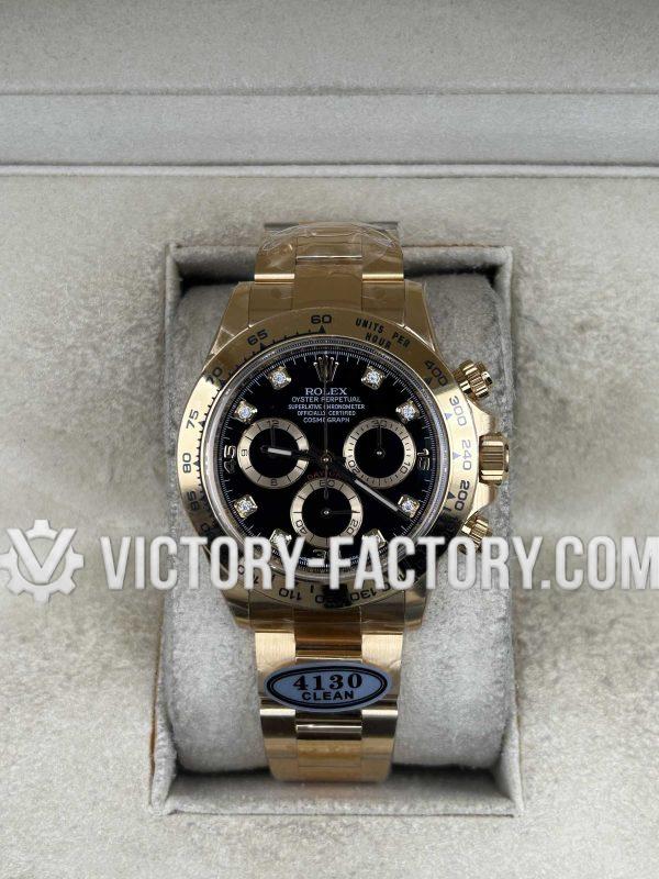 Victory Factory (VF) Rolex Daytona 116508 Gold Diamond Black Panda Dial – Super Clone with Clean Factory Parts & Dandong 4130 Movement