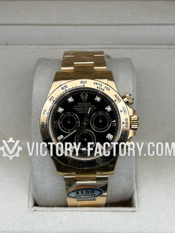 Victory Factory (VF) Rolex Daytona 116508 Gold Diamond Black Panda Dial – Super Clone with Clean Factory Parts & Dandong 4130 Movement