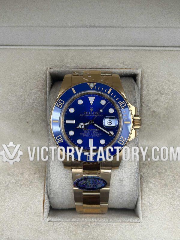 Victory Factory (VF) Rolex Submariner 40mm 116618LB Full Gold,Blue dial – Super Clone with Clean Factory Parts & Dandong 3135 Movement