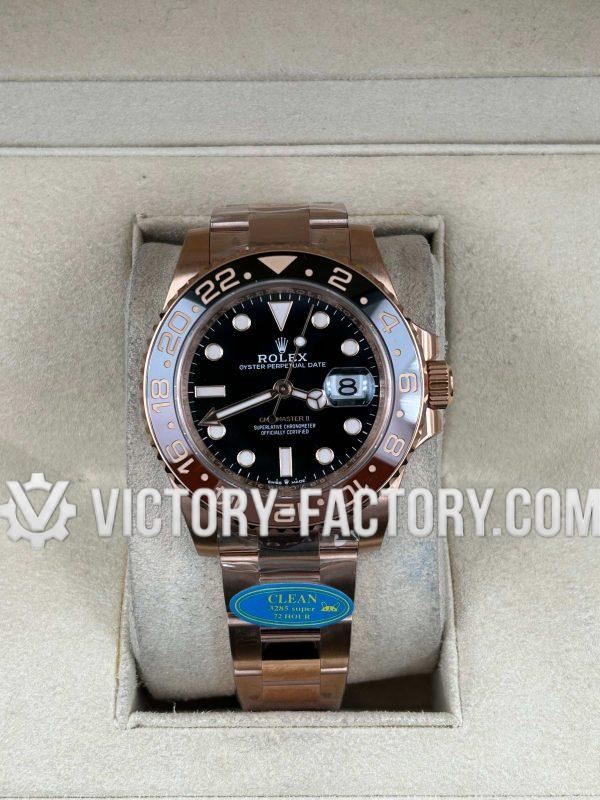Victory Factory (VF) Rolex GMT-Master II 126715CHNR "Root Beer" Full Rose Gold – Clean Factory Parts & Dandong 3285 Movement Super Clone