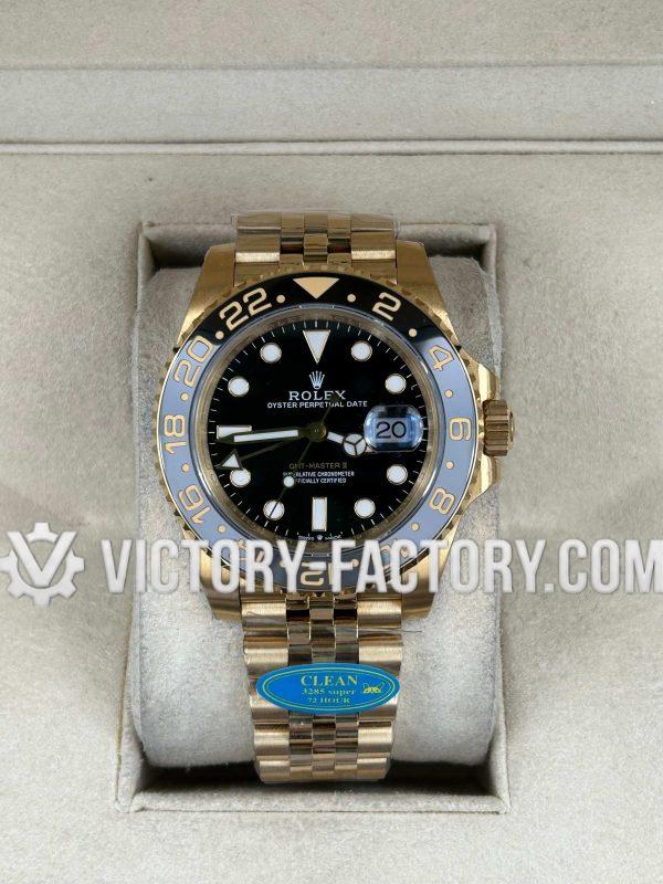 Victory Factory (VF) Rolex GMT-Master II 126718GRNR Full Gold Jubilee Black/Grey Ceramic Bezel– Clean Factory Parts & Dandong 3285 Movement Super Clone
