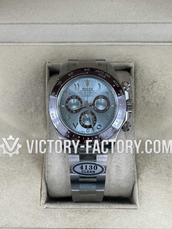 Victory Factory (VF) Rolex Daytona 116506 Ice Blue Dial Arabic Numerals - Super Clone with Clean Factory Parts & Dandong 4130 Movement