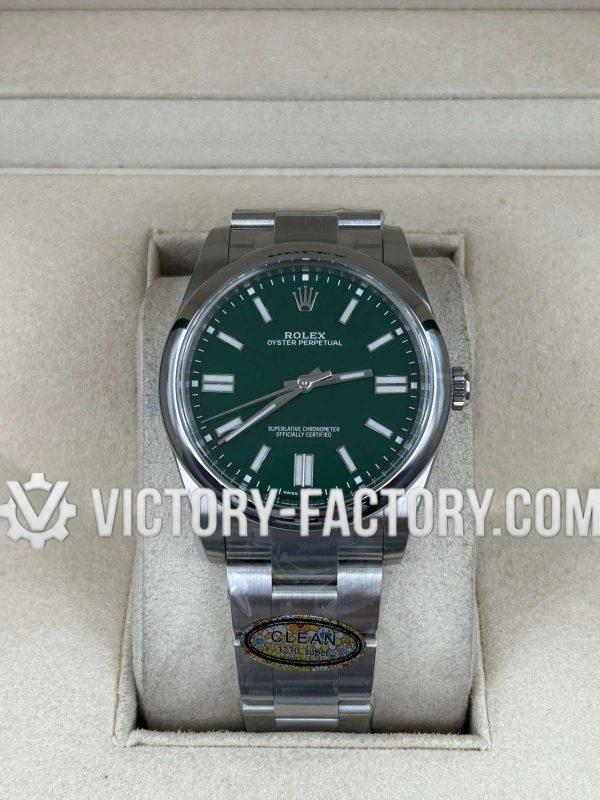 Victory Factory (VF) Rolex Oyster Perpetual 41mm 124300 Green Dial – Super Clone with Clean Factory Parts & Dandong 3230 Movement