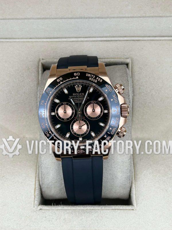 Victory Factory (VF) Rolex Cosmograph Daytona 116518LN 18k Rose Gold Black Panda Dial - Super Clone with Clean Factory Parts & Dandong 4130 Movement