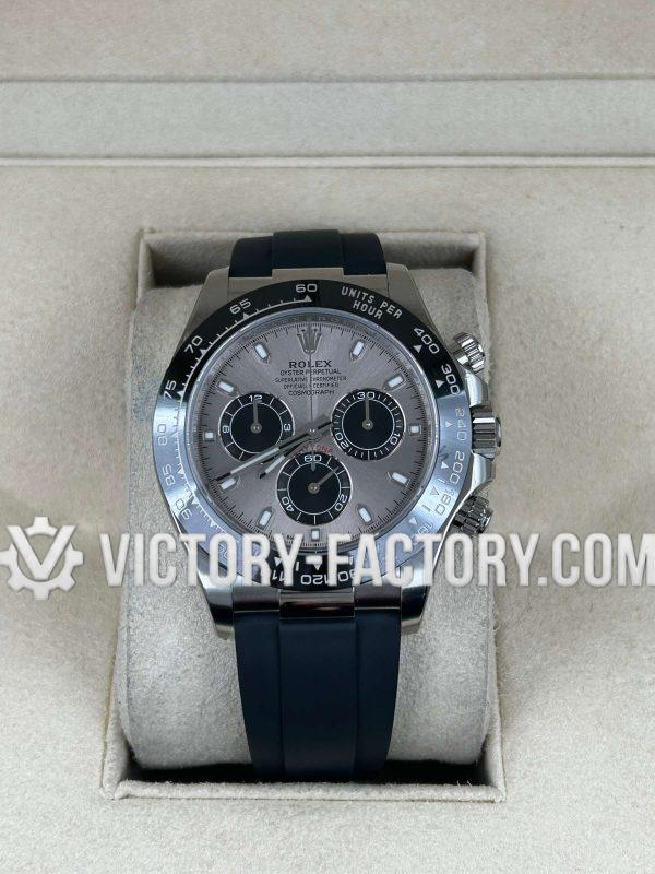Victory Factory (VF) Rolex Daytona 116519LN Grey Panda Dial Rubber Strap- Super Clone with Clean Factory Parts & Dandong 4130 Movement