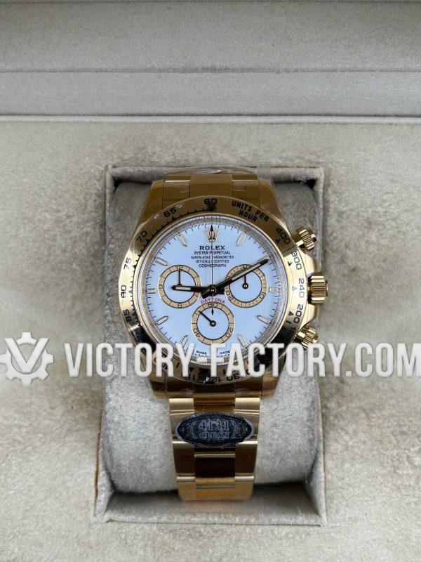 Victory Factory (VF) New Rolex Daytona 126508 Yellow Gold White Dial – Super Clone with Clean Factory Parts & Dandong 4131 Movement