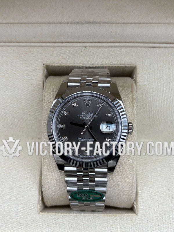 Victory Factory (VF) Rolex Datejust 41mm 126334 Grey Diamond Dial Jubilee – Super Clone with Clean Factory Parts & Dandong 3235 Movement