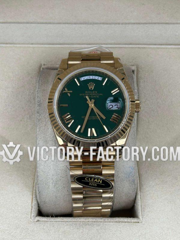 Victory Factory (VF) Rolex Day-Date 40mm 228238 Green Dial – Super Clone with Clean Factory Parts & Dandong 3255 Movement