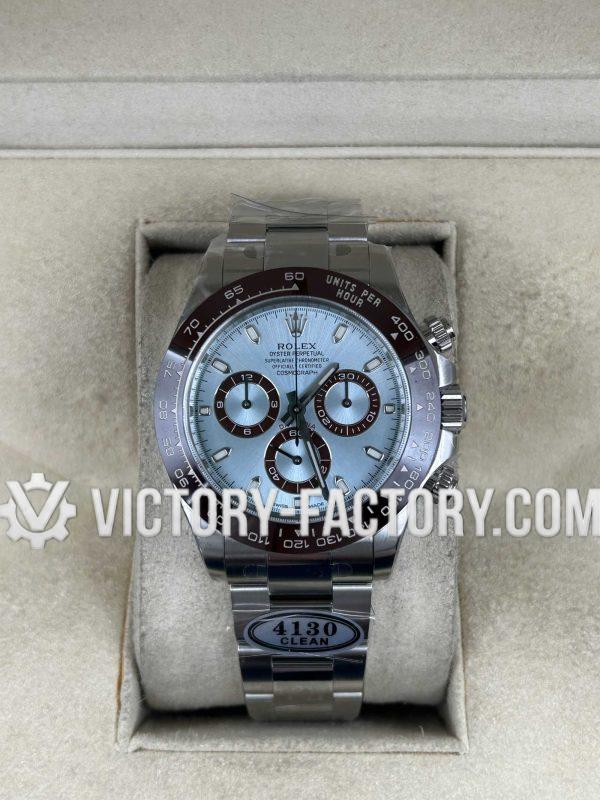 Victory Factory (VF) Rolex Daytona 116506 Ice Blue Dial Chestnut Brown Bezel - Super Clone with Clean Factory Parts & Dandong 4130 Movement