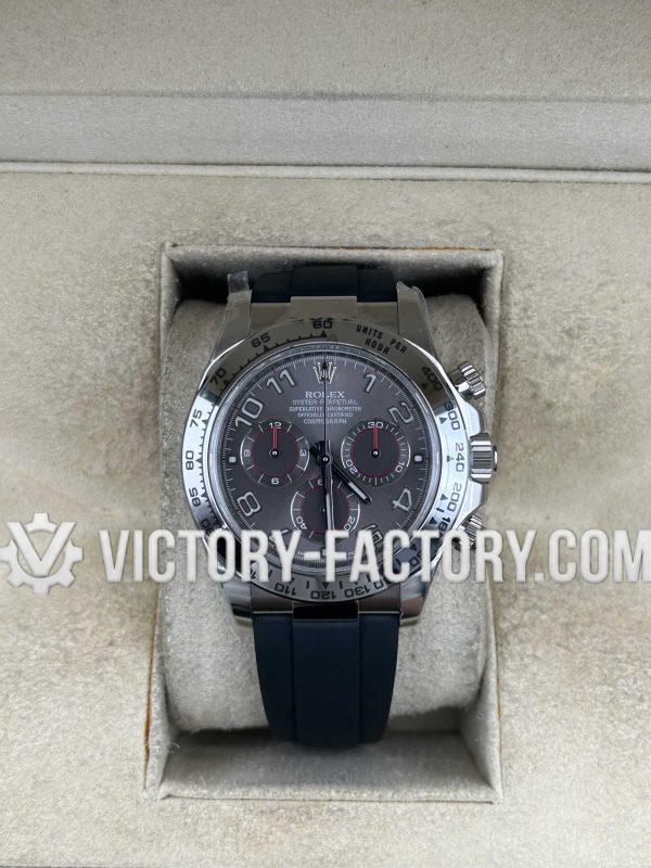 Victory Factory (VF) Rolex Daytona 116519 Slate Grey Arabic Dial-Rubber Strap-Cerachrom Bezel- Super Clone with Clean Factory Parts & Dandong 4130 Movement