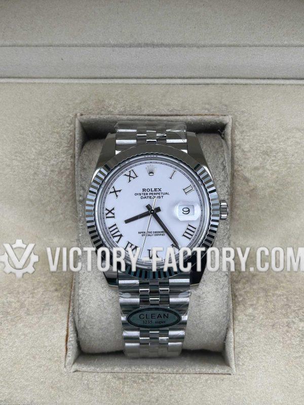 Victory Factory (VF) Rolex Datejust 41mm 126334 White Dial Roman Jubilee – Super Clone with Clean Factory Parts & Dandong 3235 Movement