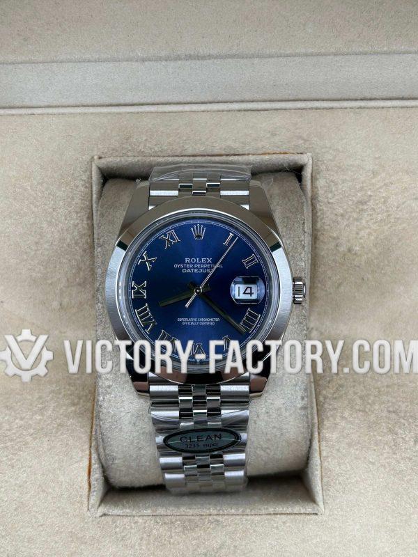 Victory Factory (VF) Rolex Datejust 41mm 126300 Blue Dial Roman Jubilee Smooth Bezel – Clean Factory Parts & Dandong 3235 Movement