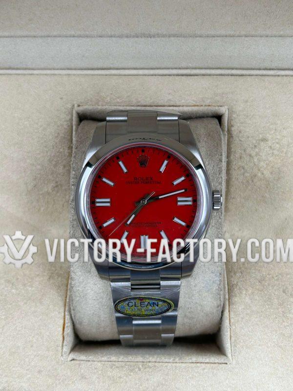 Victory Factory (VF) Rolex Oyster Perpetual 41mm 124300 Red Dial – Super Clone with Clean Factory Parts & Dandong 3230 Movement