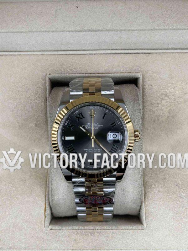Victory Factory (VF) Rolex Datejust 41mm 126333 Two-Tone Yellow Gold Wimbledon Dial Jubilee–  Super Clone with Clean Factory Parts & Dandong 3235 Movement