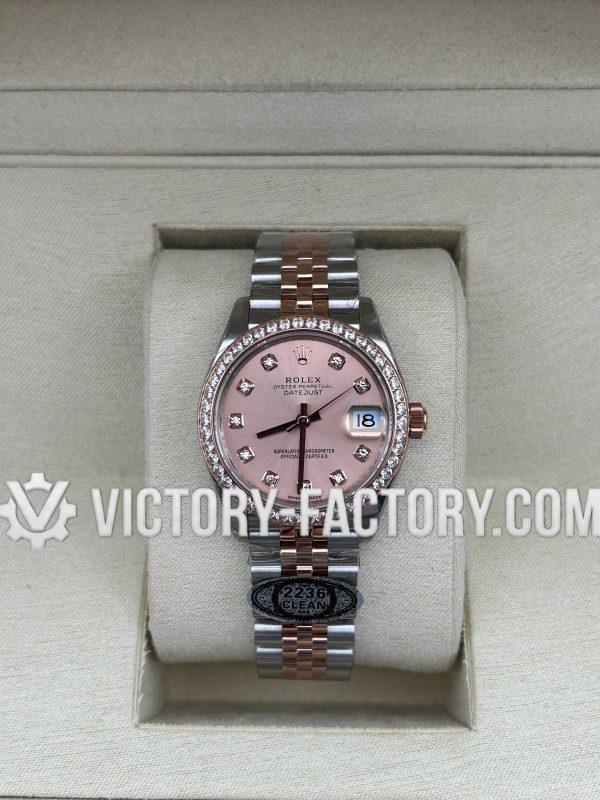 Victory Factory (VF) Rolex Lady-Datejust 31mm 278381RBR – Rose Gold Diamond Dial – Super Clone with Clean Factory Parts & Dandong 2236
