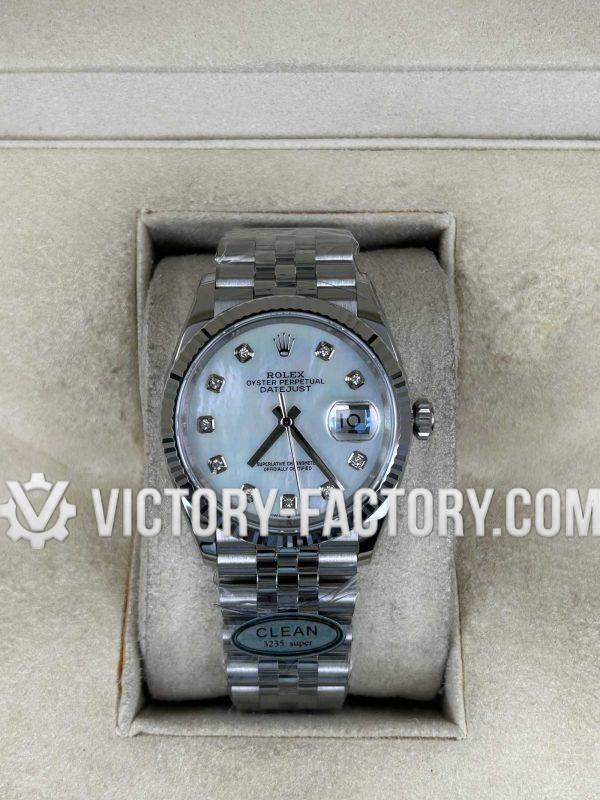 Victory Factory (VF) Rolex Datejust 36mm 126234 Mother of Pearl Diamond Dial – Super Clone with Clean Factory Parts & Dandong 3235 Movement
