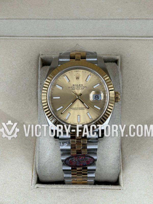 Victory Factory (VF) Rolex Datejust 41mm 126333 Two-Tone Gold Dial Jubilee – Clean Factory Parts & Dandong 3235 Movement