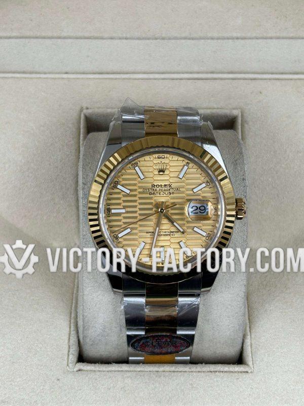 Victory Factory (VF) Rolex Datejust 41mm 126333 Two-Tone Champagne Fluted Dial Oyster – Super Clone with Clean Factory Parts & Dandong 3235 Movement