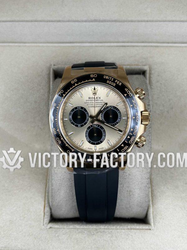 Victory Factory (VF) Rolex Daytona 126518LN "Pikachu" Champagne Panda Dial Rubber Strap– Super Clone with Dandong 4131 & Clean Factory Parts