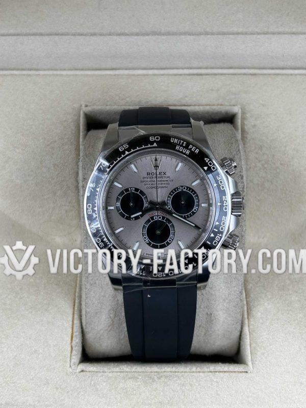 Victory Factory (VF) Rolex Daytona 126519LN Grey Panda Dial Rubber Strap Cerachrom Bezel– Super Clone with Clean Factory Parts & Dandong 4131 Movement