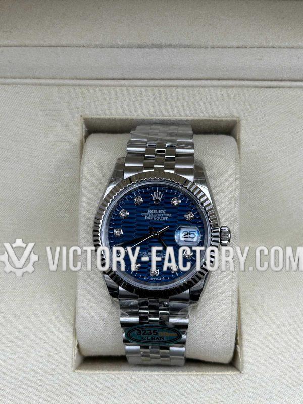 Victory Factory (VF) Rolex Datejust 36mm 126234 – Blue Diamond Fluted-motif Dial – Jubilee Bracelet – Dandong 3235 & Clean Factory Parts