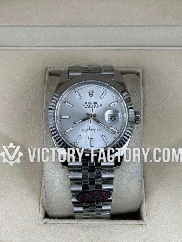 Victory Factory (VF) Rolex Datejust 41mm 126334 Silver Dial - Jubilee Bracelet - Super Clone with Clean Factory Parts & Dandong 3235 Movement