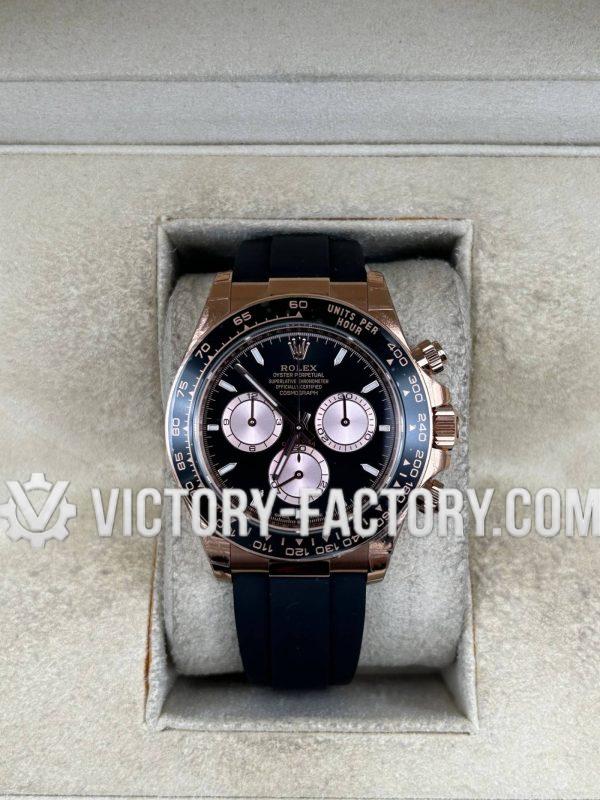 Victory Factory (VF) Rolex Daytona 126515LN Rose Gold Black Panda Dial Rubber Strap– Super Clone with Dandong 4131 & Clean Factory Parts