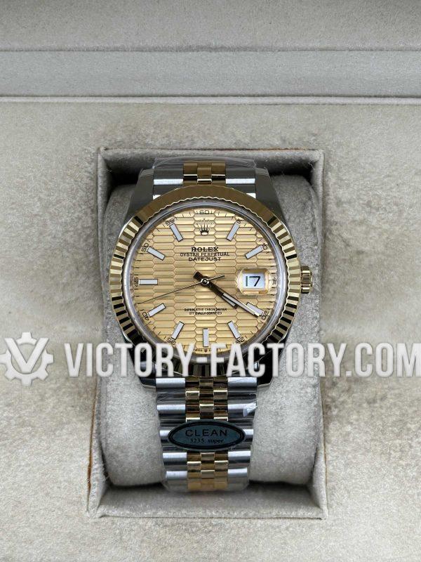 Victory Factory (VF) Rolex Datejust 41mm 126333 Two-Tone Champagne Fluted Dial Jubilee – Super Clone with Clean Factory Parts & Dandong 3235 Movement