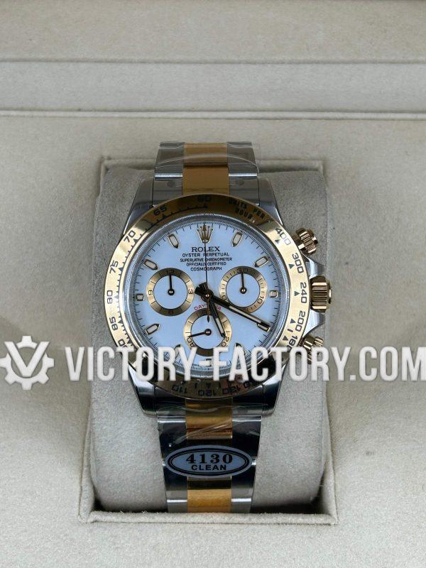 Victory Factory (VF) Rolex Daytona 116503 White Dial Two-Tone Yellow Gold - Super Clone with Clean Factory Parts & Dandong 4130 Movement
