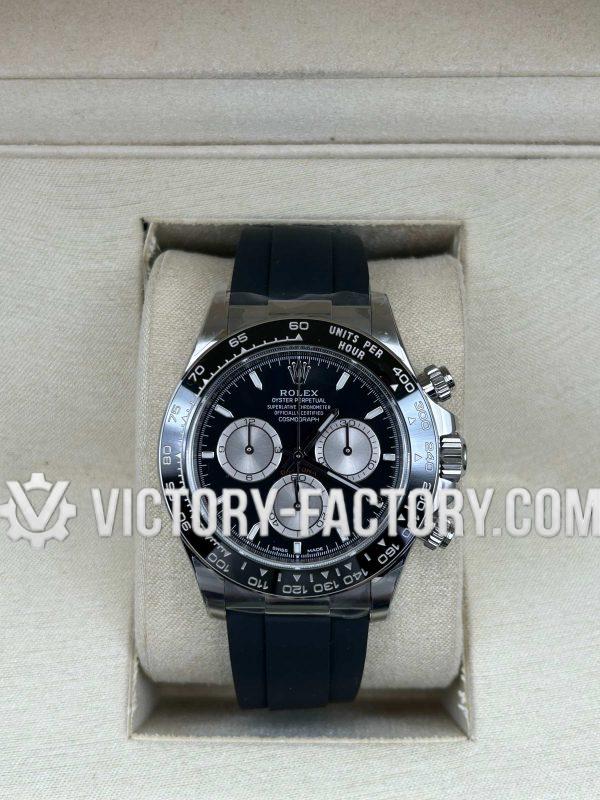 Victory Factory (VF) Rolex Daytona 126519LN Black Dial Rubber Strap– Super Clone with Clean Factory Parts & Dandong 4131 Movement