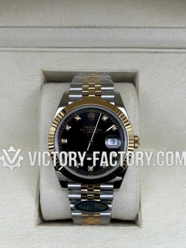 Victory Factory (VF) Rolex Datejust 41mm 126333 Two-Tone Yellow Gold Black Diamond Dial Jubilee –  Super Clone with Clean Factory Parts & Dandong 3235 Movement