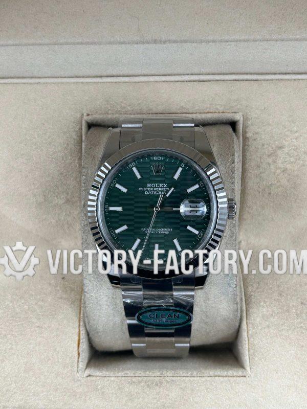 Victory Factory (VF) Rolex Datejust 41mm 126334 Green Fluted-motif Dial Oyster – Super Clone with Clean Factory Parts & Dandong 3235 Movement