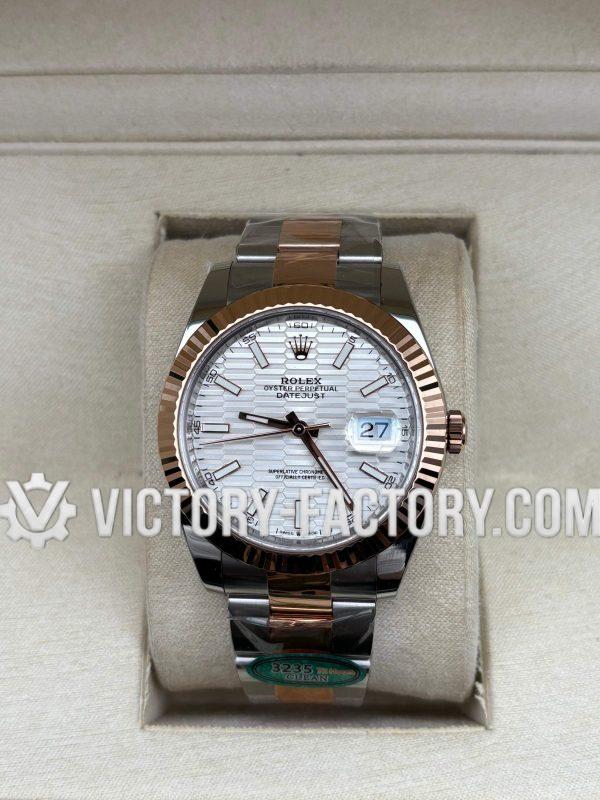 Victory Factory (VF) Rolex Datejust 41mm 126331 Two-Tone Silver Fluted Dial Oyster – Super Clone with Clean Factory Parts & Dandong 3235 Movement