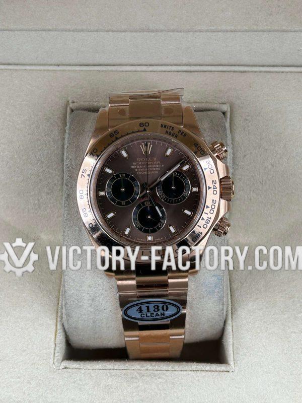 Victory Factory (VF) Rolex Daytona 116505 18k Rose Gold Chocolate Dial - Super Clone with Clean Factory Parts & Dandong 4130 Movement