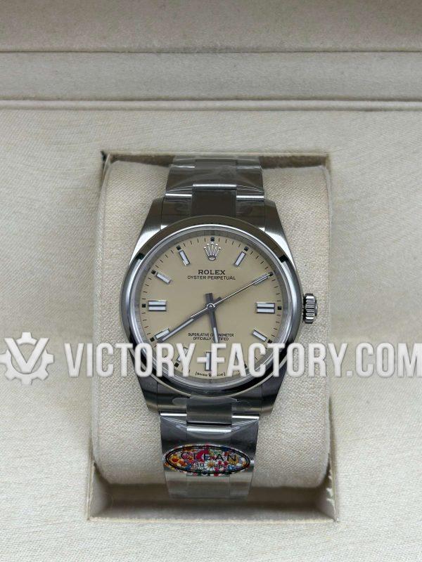 Victory Factory (VF) Rolex Oyster Perpetual 36mm 126000 Beige( Champagne Crime)Dial – Super Clone with Clean Factory Parts & Dandong 3230 Movement