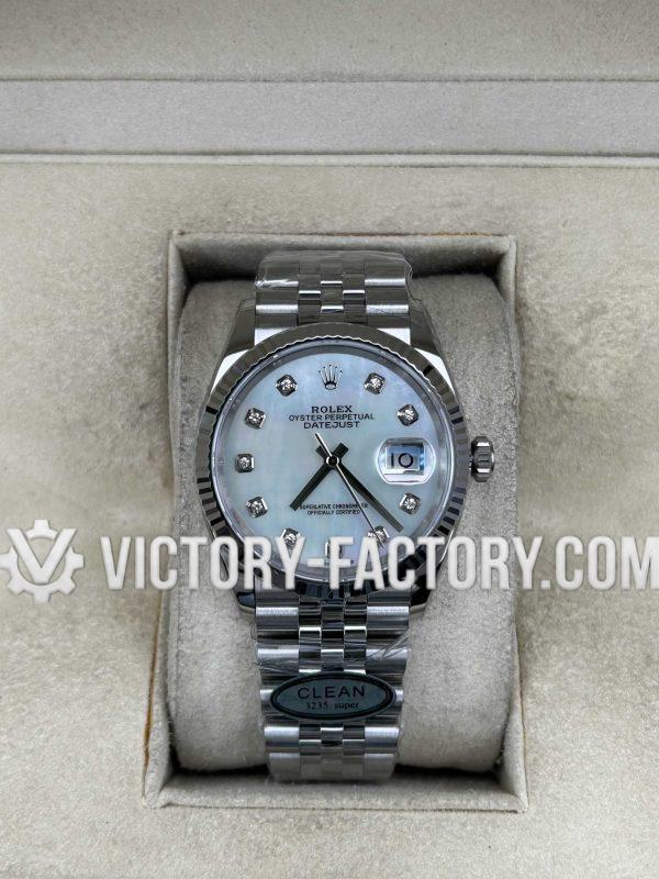 Victory Factory (VF) Rolex Datejust 36mm 126234 – Mother of Pearl Diamond Dial – Super Clone with Clean Factory Parts & Dandong 3235 Movement