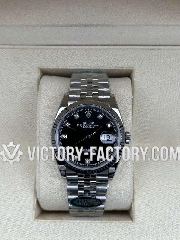 Victory Factory (VF) Rolex Datejust 36mm 126234 – Black Diamond Dial Jubilee – Super Clone with Clean Factory Parts & Dandong 3235 Movement