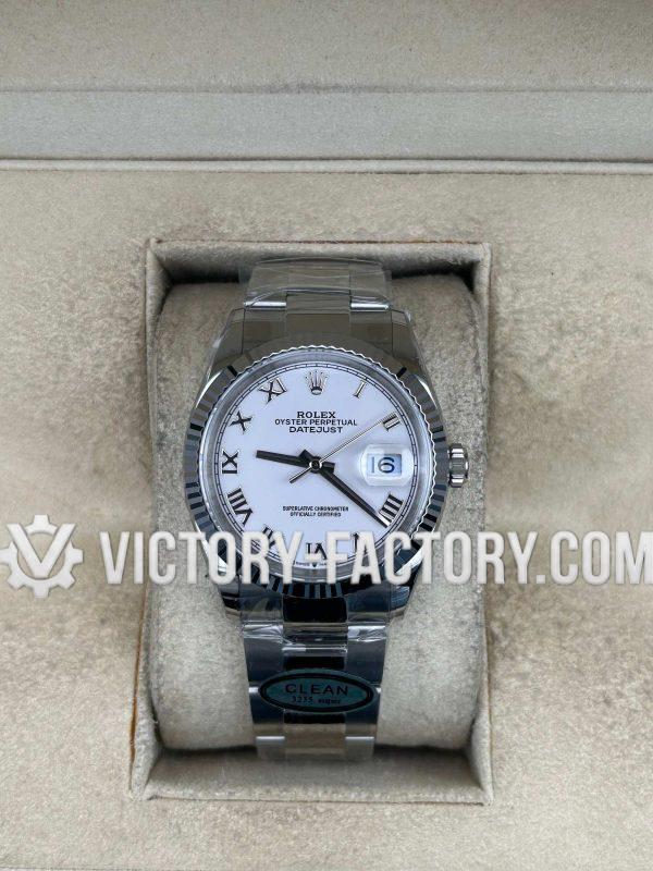 Victory Factory (VF) Rolex Datejust 36mm 126234 White Roman Dial Oyster – Super Clone with Clean Factory Parts & Dandong 3235 Movement