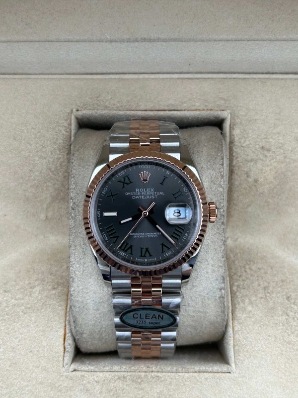 Victory Factory (VF) Rolex Datejust 36mm 126231 – Wimbledon Slate Grey Dial – Rose Gold Two-Tone Jubilee – Super Clone with Clean Factory Parts & Dandong 3235