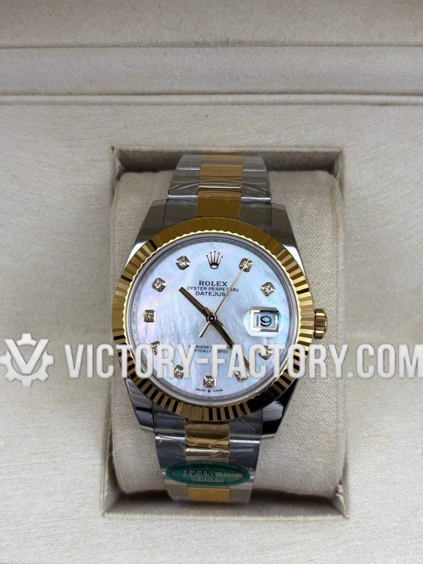 Victory Factory (VF) Rolex Datejust 41mm 126333 Two-Tone MOP Mother of Pearl Diamond Dial Oyster – Super Clone with Clean Factory Parts & Dandong 3235 Movement
