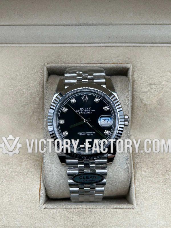 Victory Factory (VF) Rolex Datejust 41mm 126334 Black Diamond Dial Jubilee – Super Clone with Clean Factory Parts & Dandong 3235 Movement